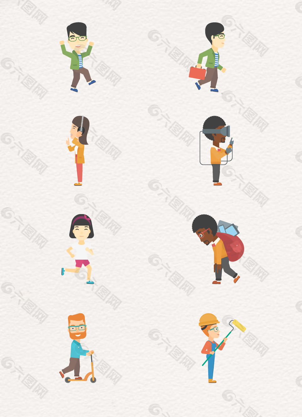 彩色扁平化人物设计素材