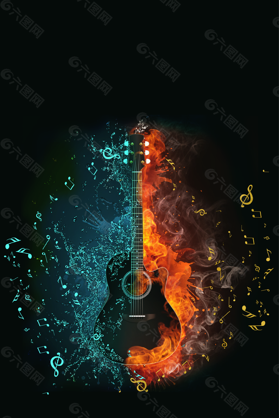 创意大气吉他培训海报背景