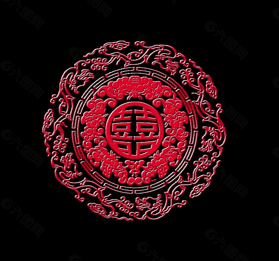 圆形双喜艺术字字体设计喜字