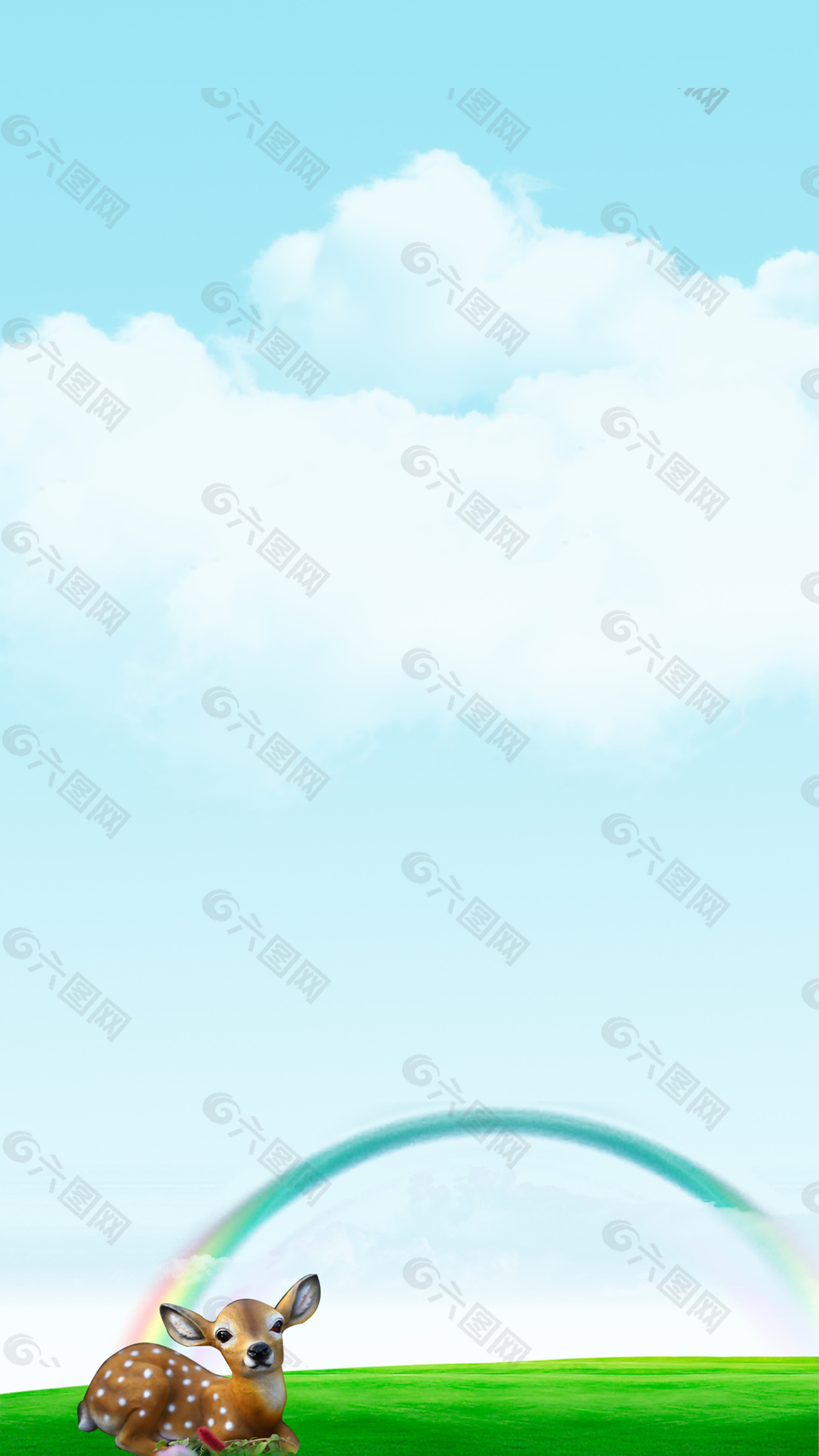 卡通蓝天白云海报背景