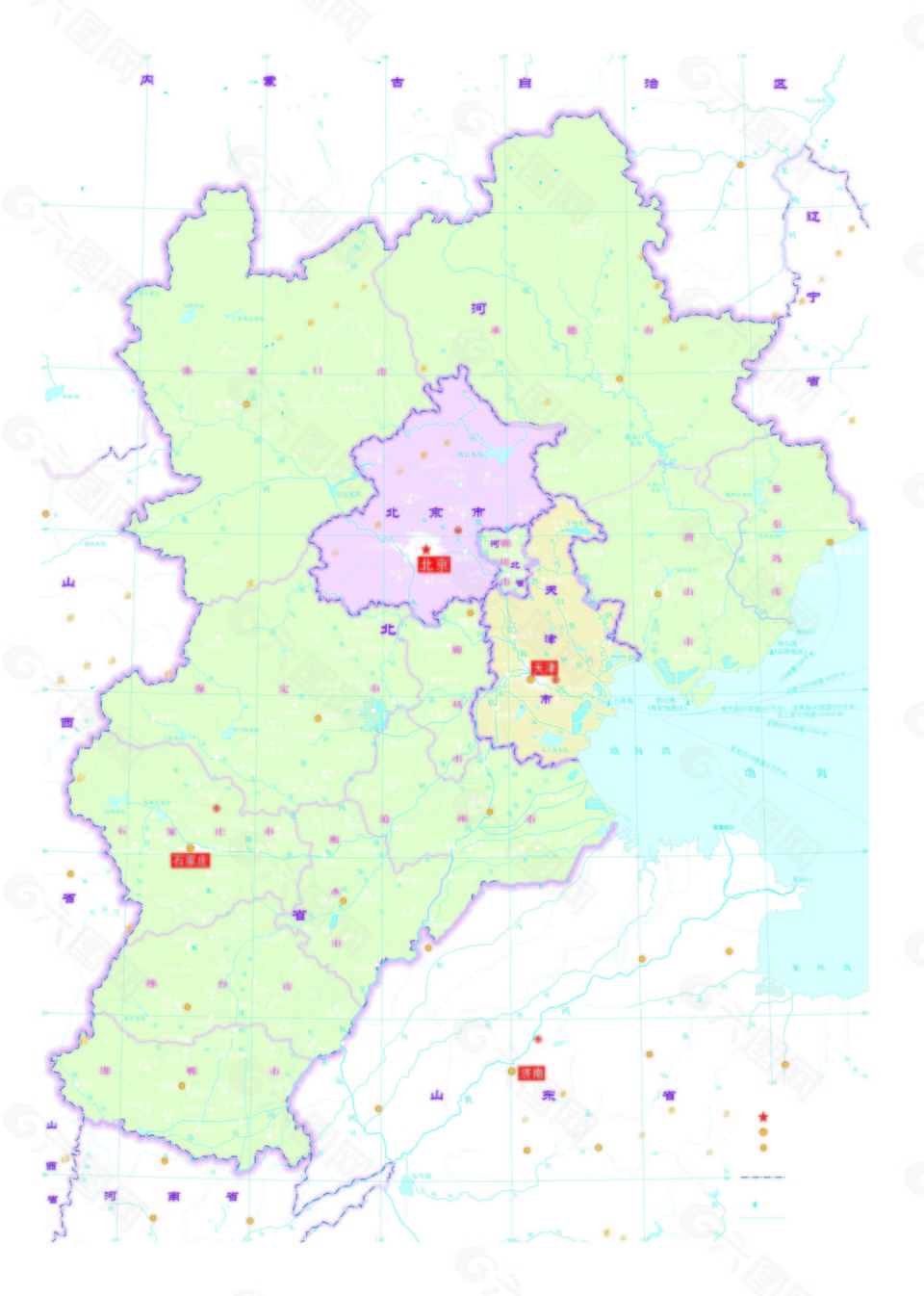 京津冀都市圈区域图1:210万8开