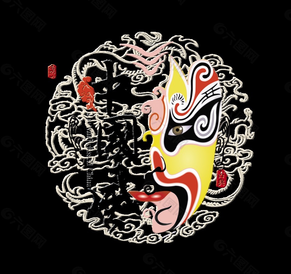 中国风古风古典文化传承艺术字脸谱设计