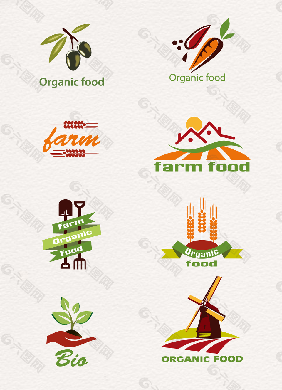 农场自然食物标签元素