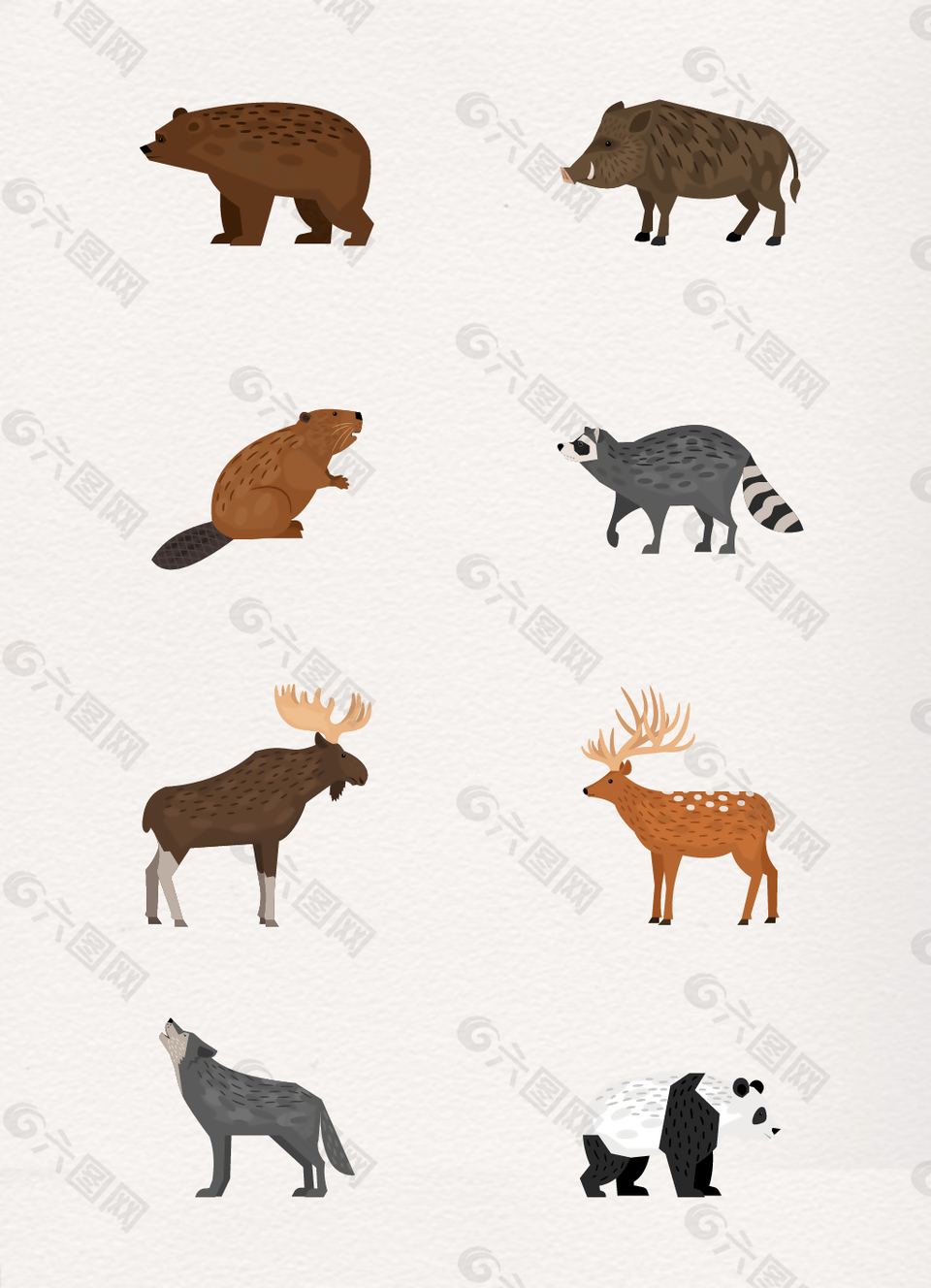 8款矢量动物卡通形象