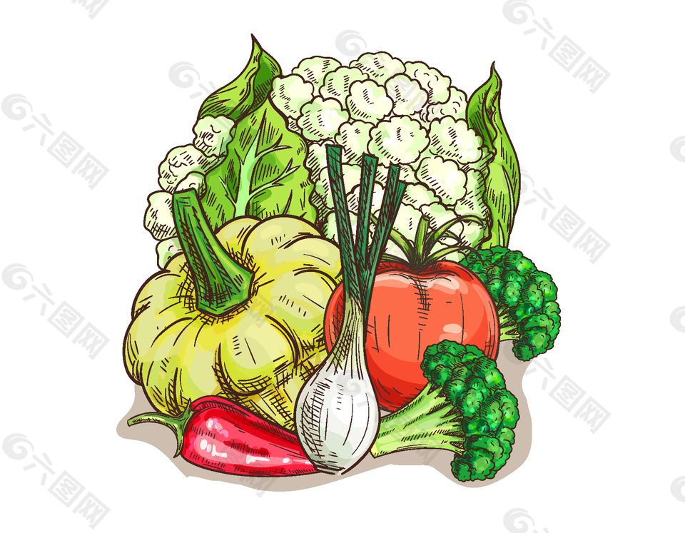 卡通彩色新鲜蔬菜元素
