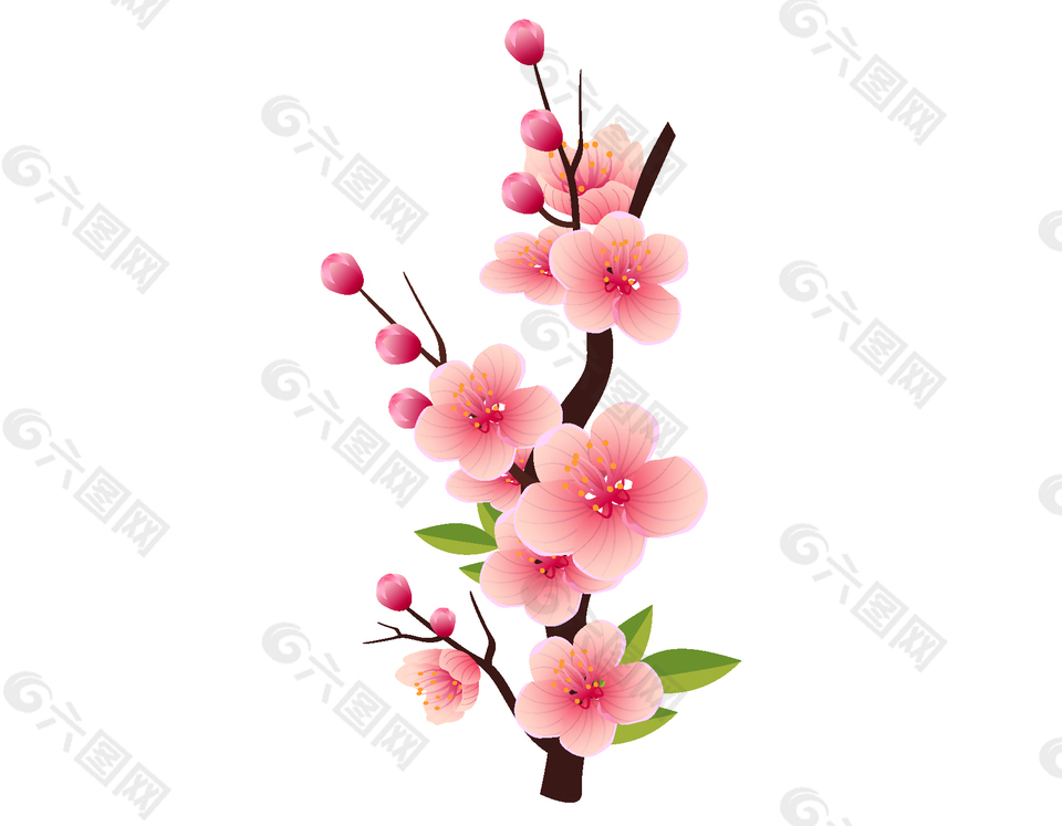 卡通小清新粉色桃花元素