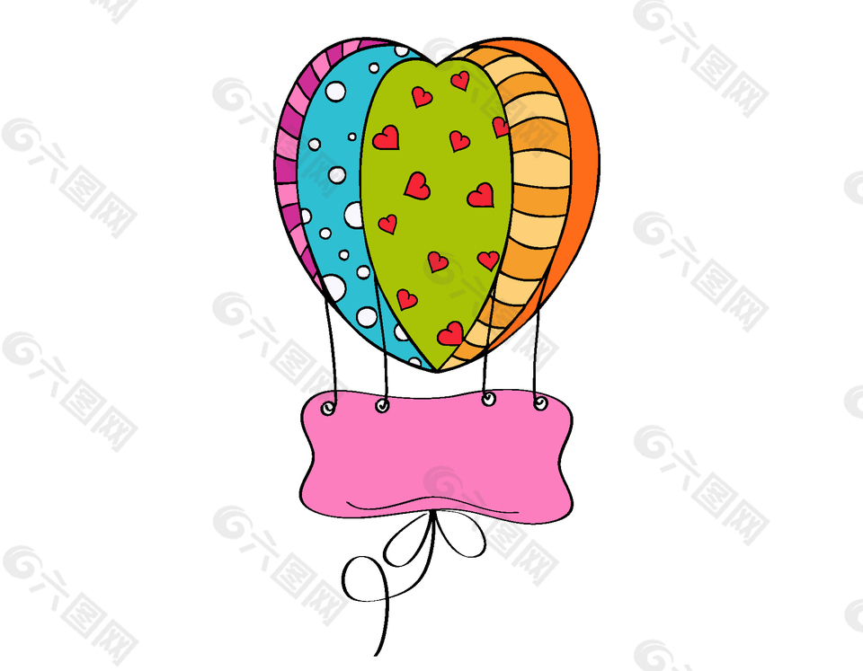 卡通可爱心形气球元素