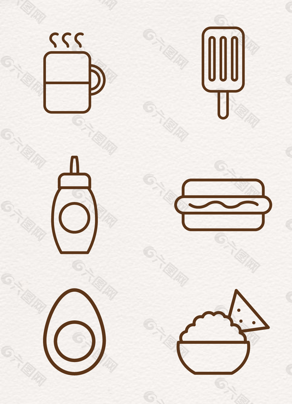 手绘线条食物设计素材