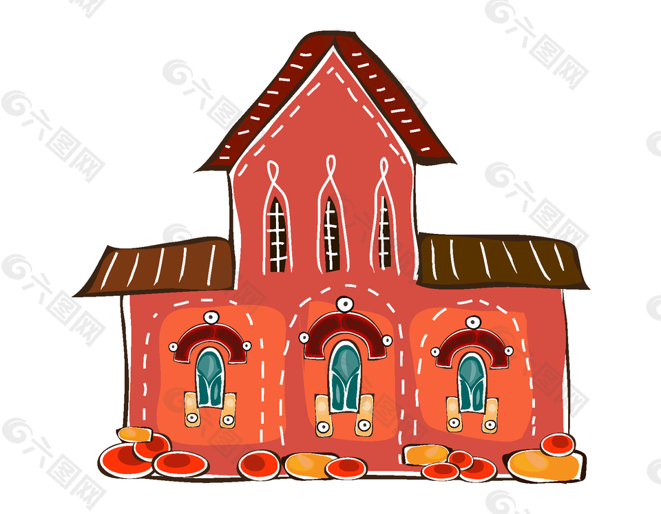 卡通手绘红色房子矢量元素