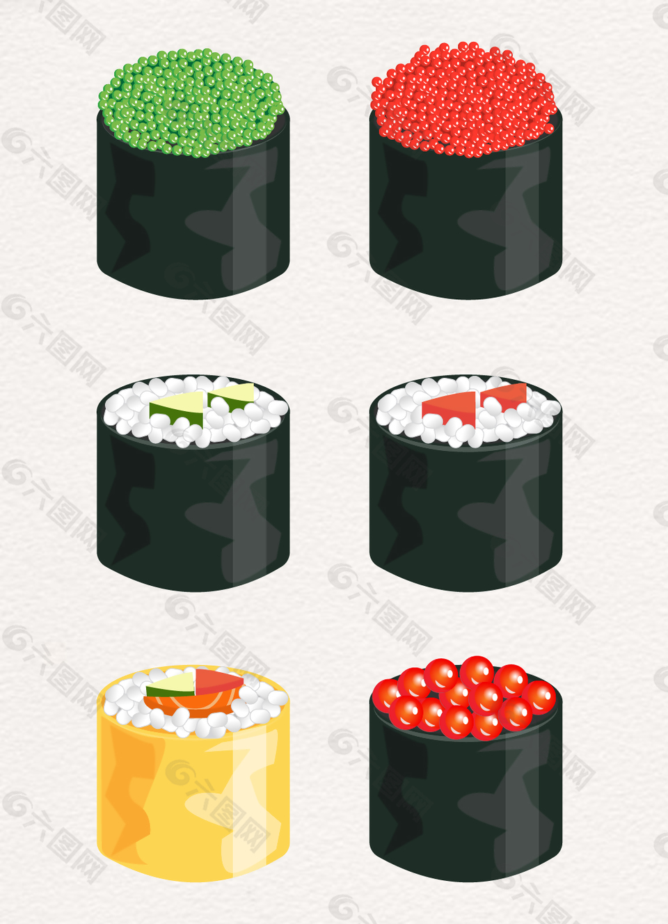 卡通美味日本寿司矢量素材
