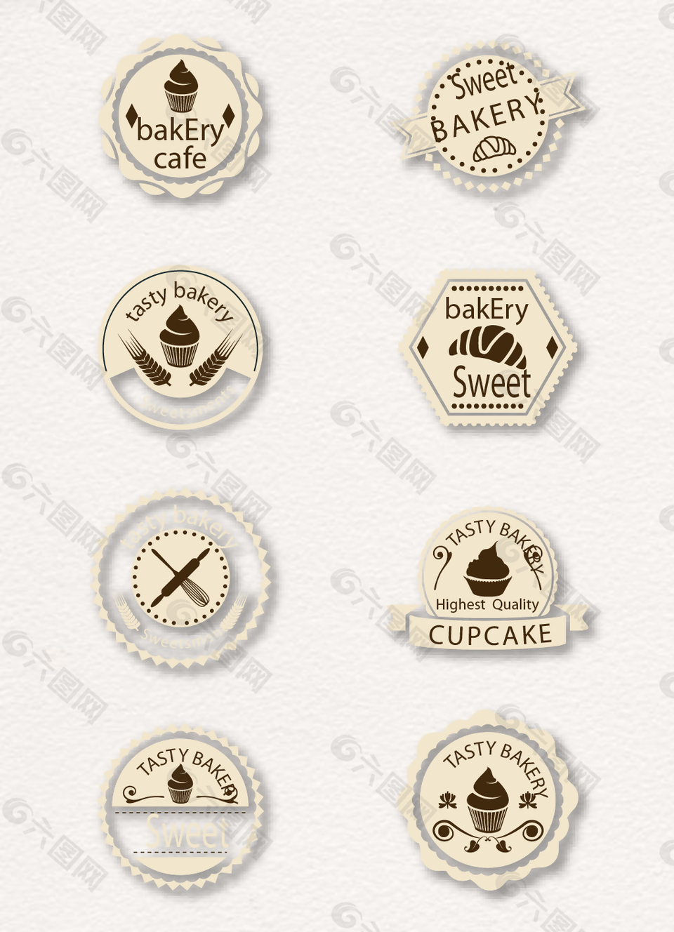 精致烘培食品标签矢量素材