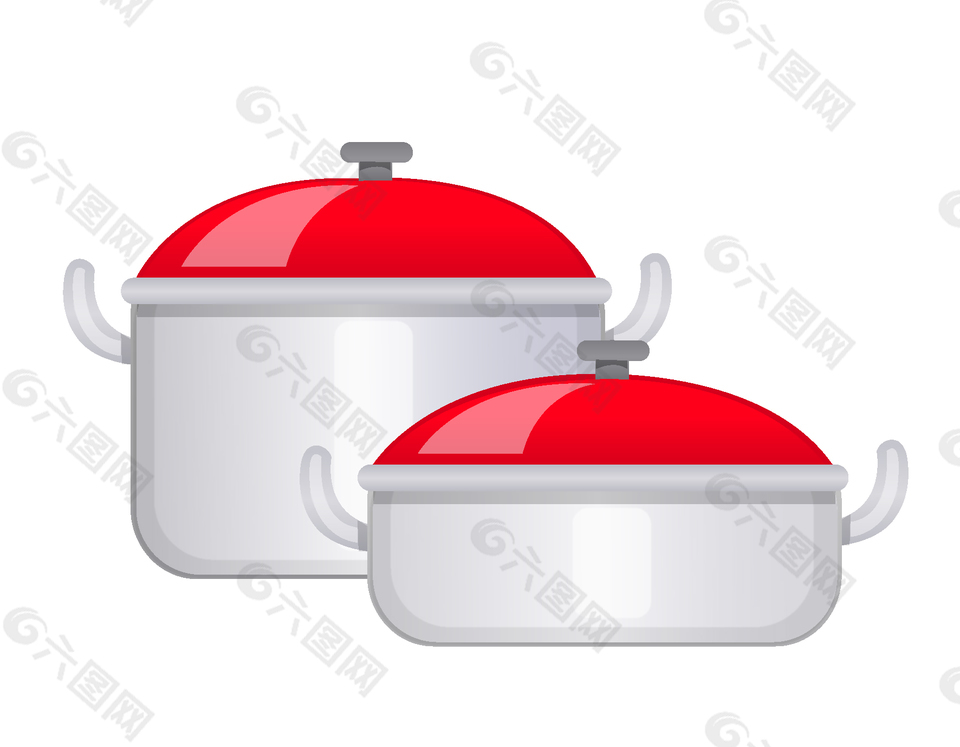 卡通红色锅具矢量元素