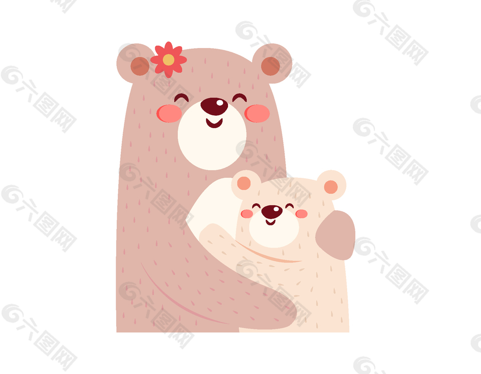 卡通母亲大熊和熊宝宝矢量元素