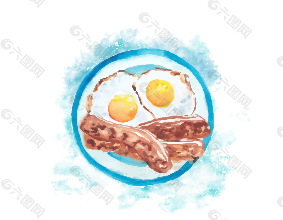 卡通水墨早餐鸡蛋元素