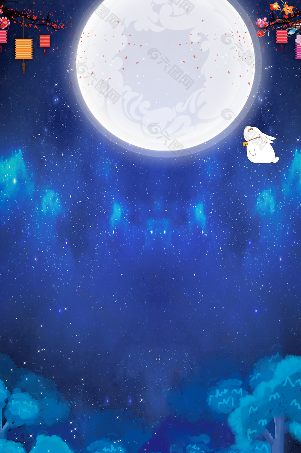 中秋佳节玉兔月亮背景