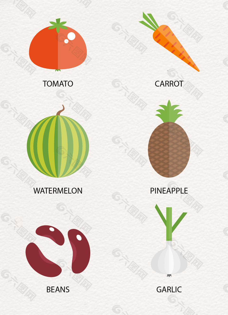 扁平化素食食物矢量素材