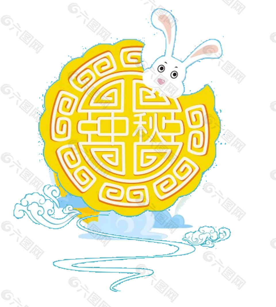 吃月饼的兔子元素