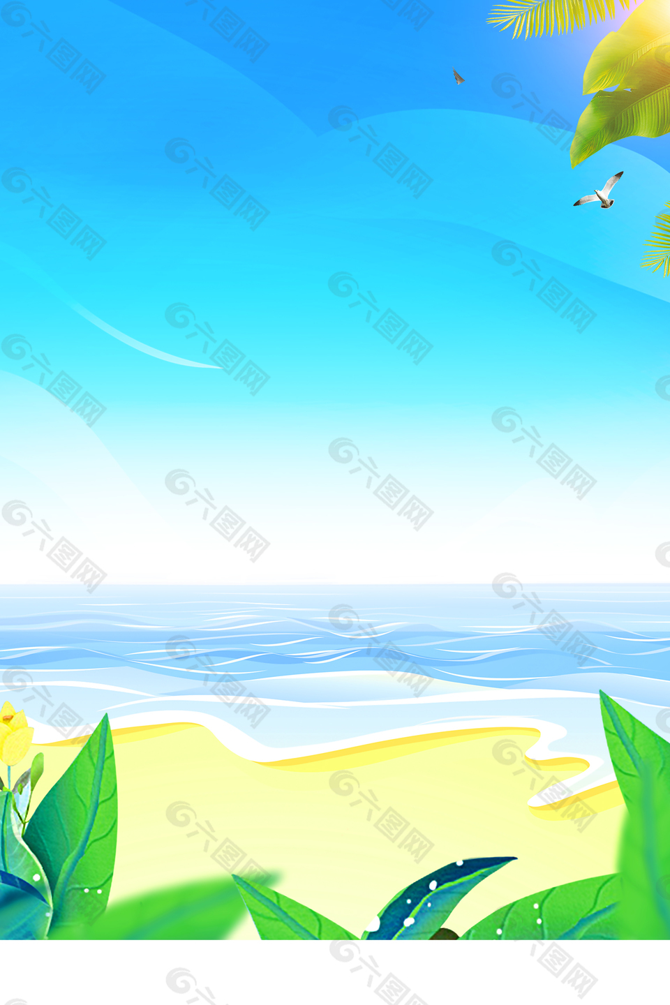 夏季沙滩泳海边旅游休闲海报背景