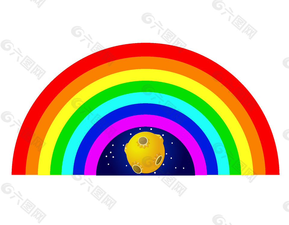 矢量手绘宇宙与彩虹桥