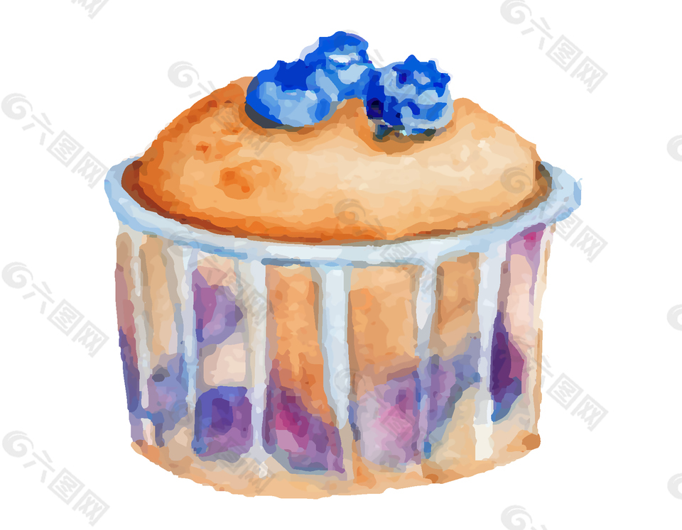 矢量美味蓝莓蛋糕甜点