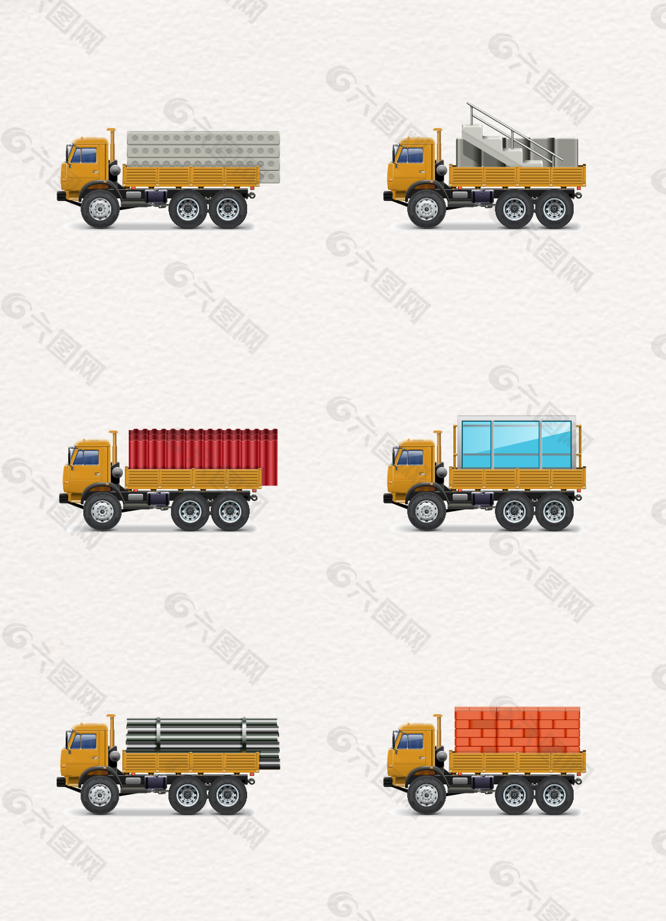 矢量长途运输货车侧面图设计