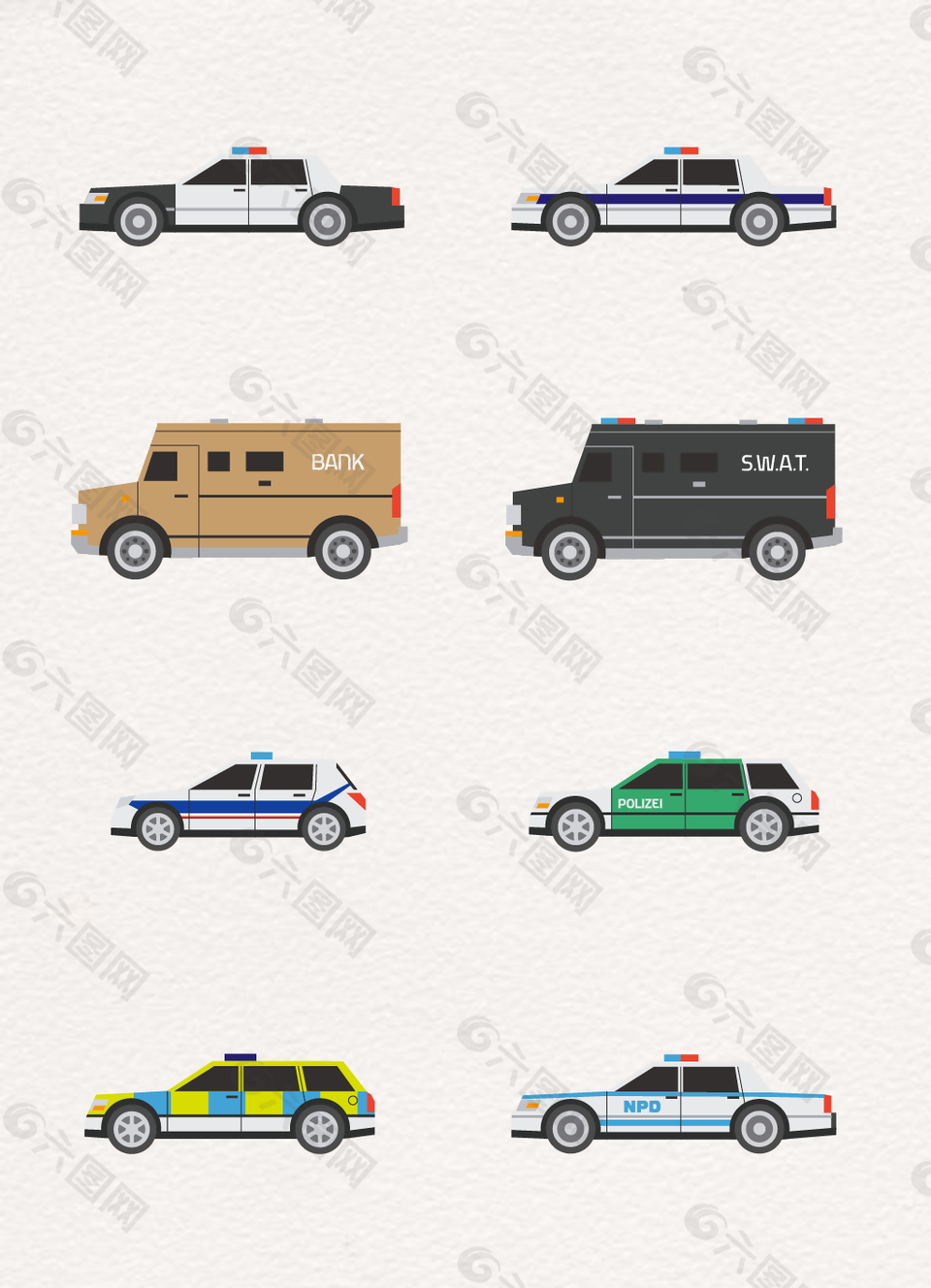 8款车子侧面图设计