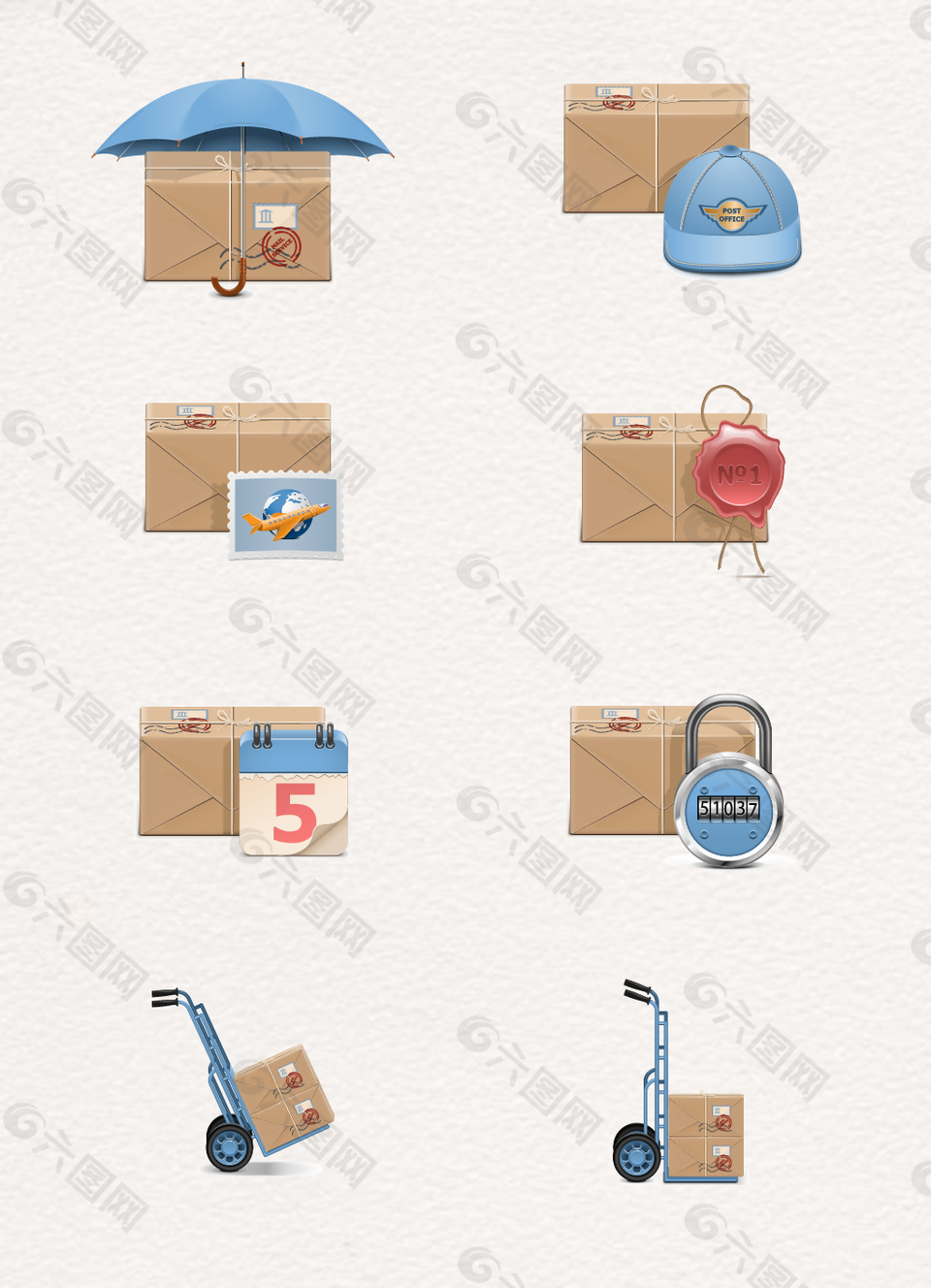 精巧可爱货物运输图标元素