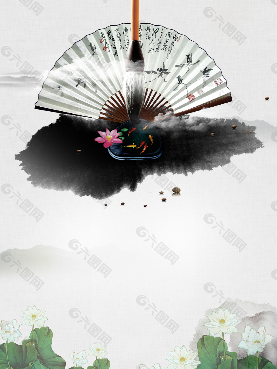 水墨中国风书香中国宣传海报设计背景