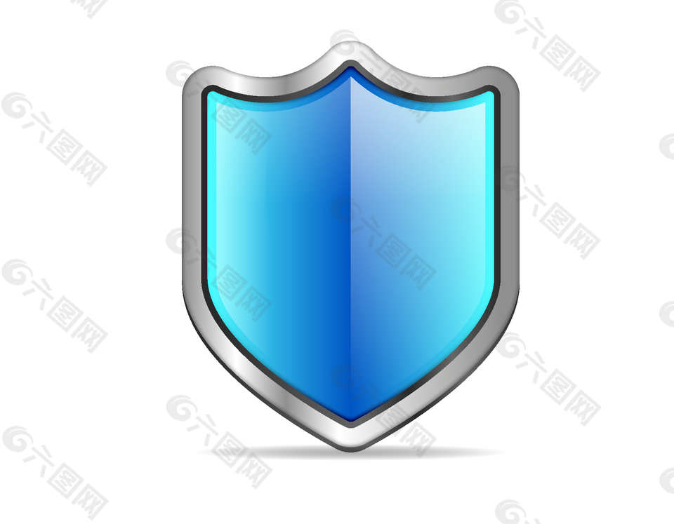 扁平化简约金属蓝色盾牌