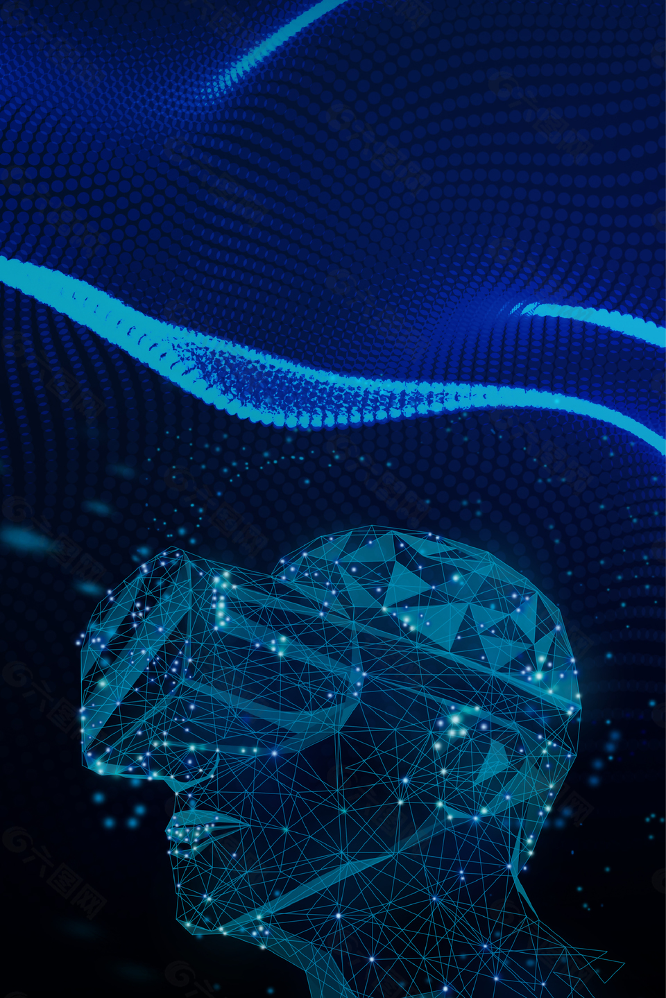 蓝色创意风格VR眼镜海报背景