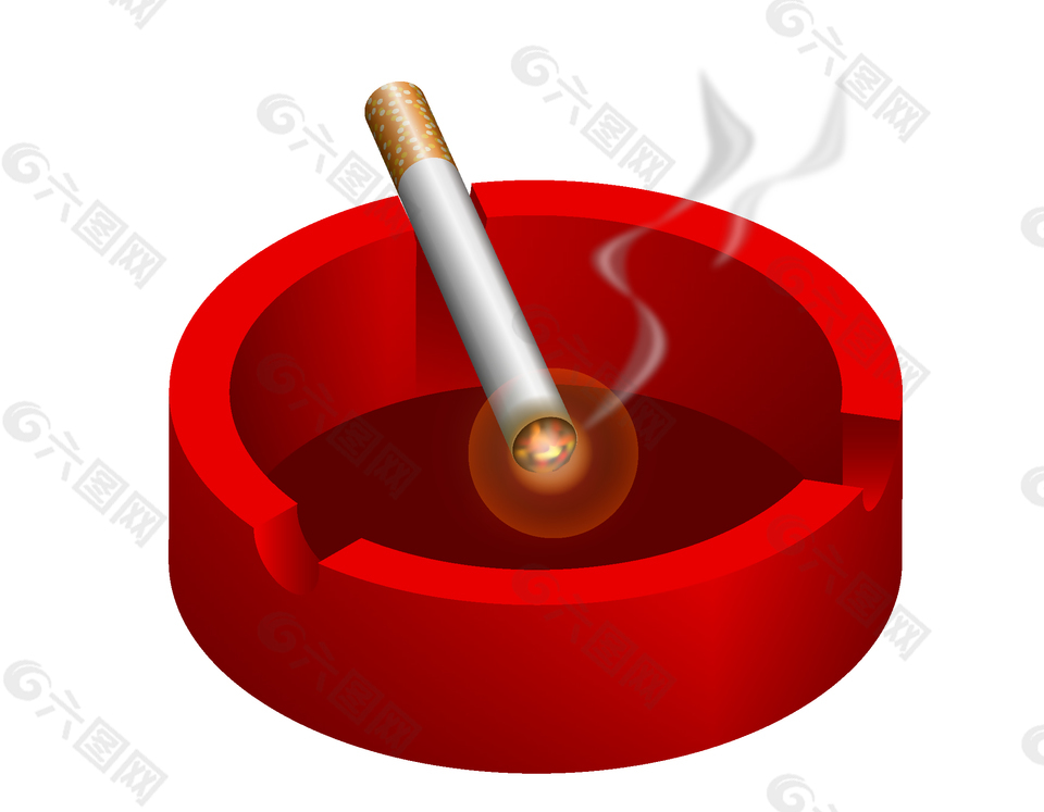 矢量红色烟灰缸元素
