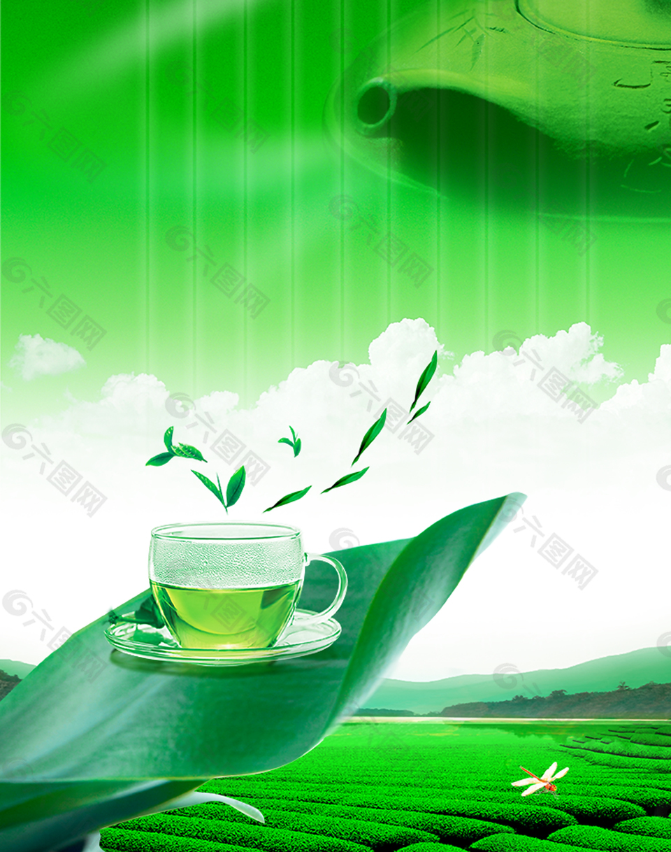 绿色茶文化背景