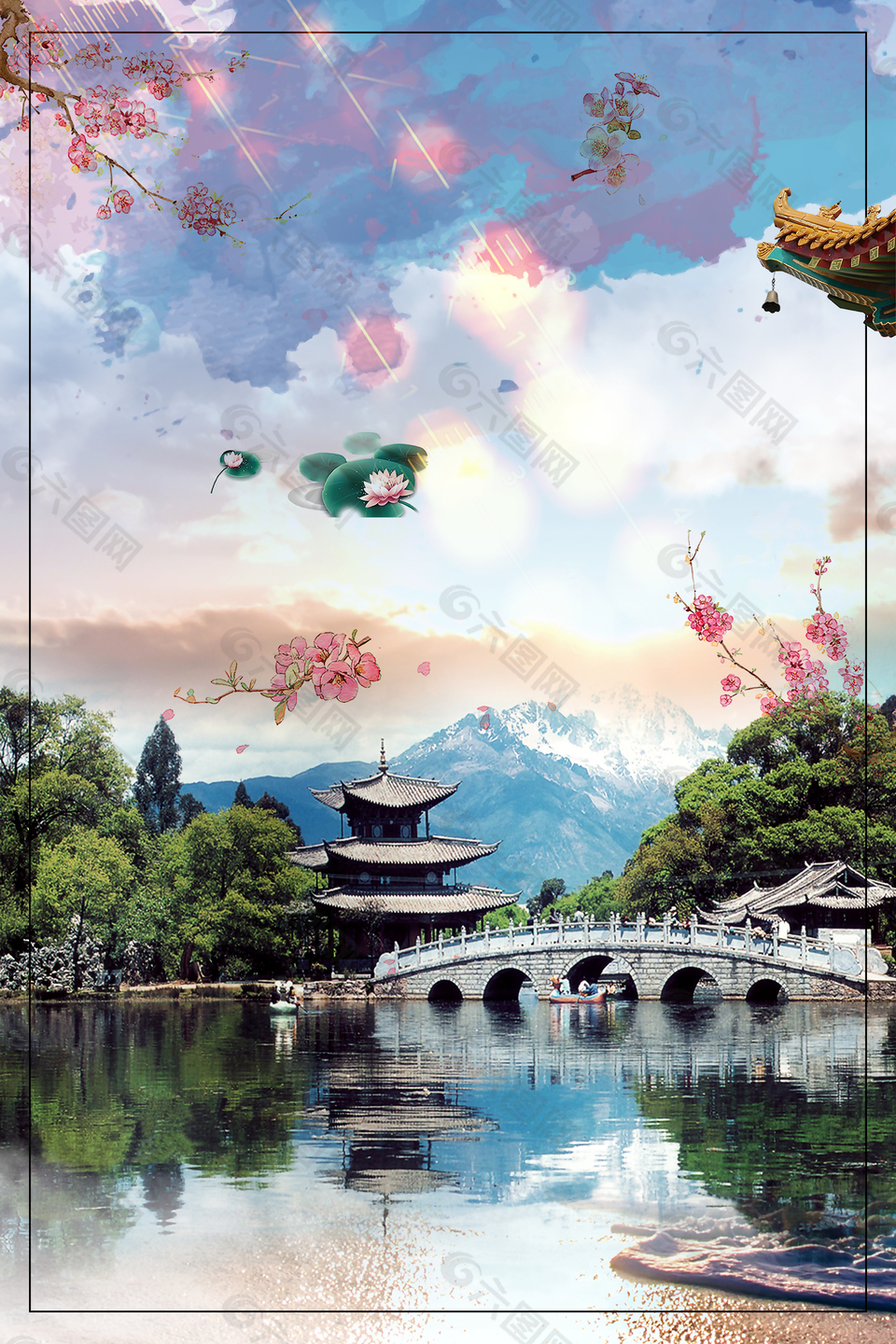 中国风传统山水风景背景背景素材免费下载 图片编号 六图网