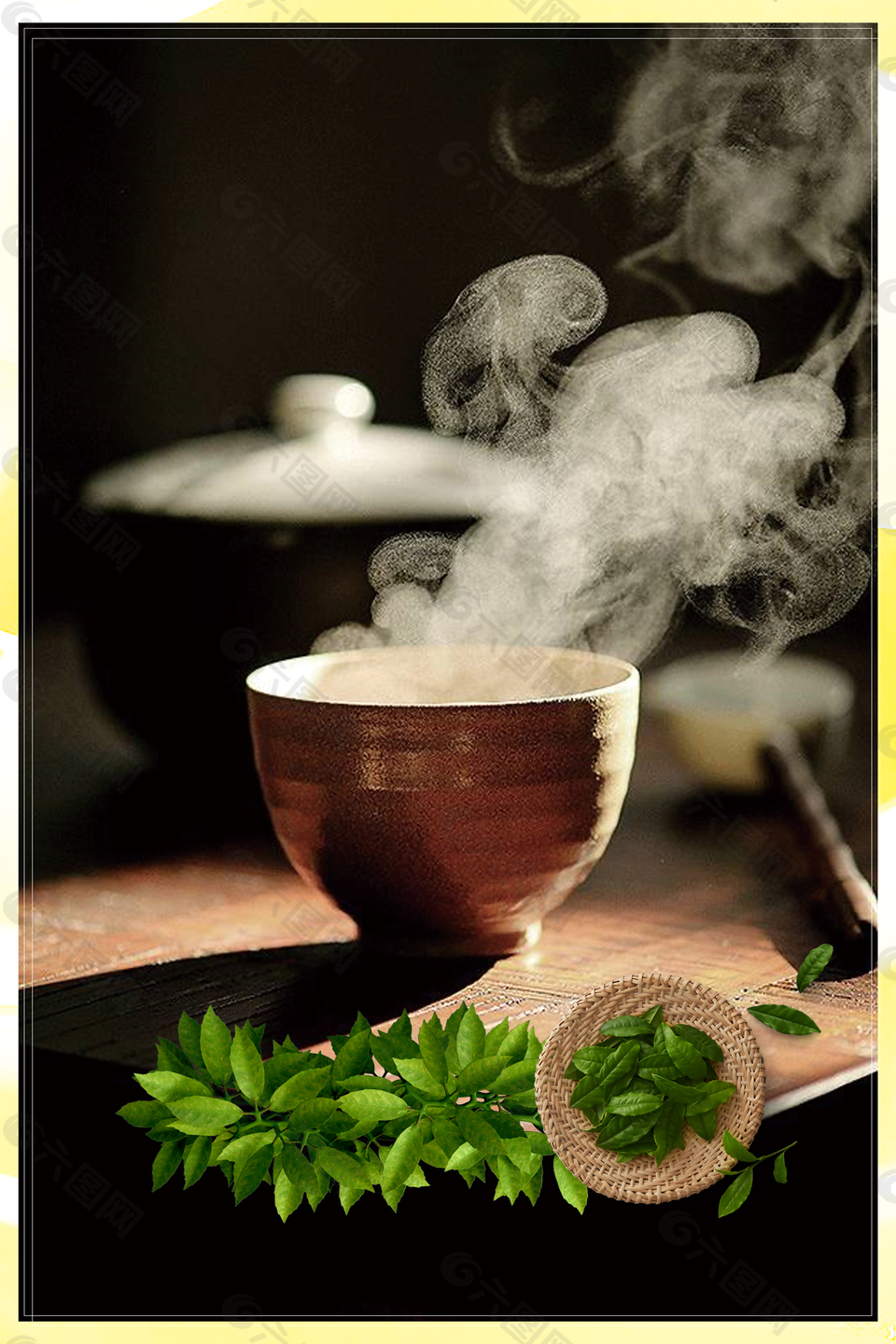 中国风茶叶茶文化海报背景