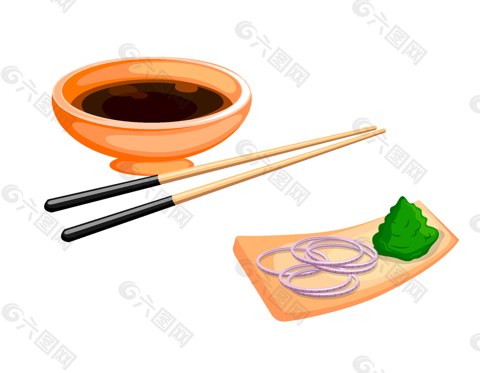 手绘筷子食物元素