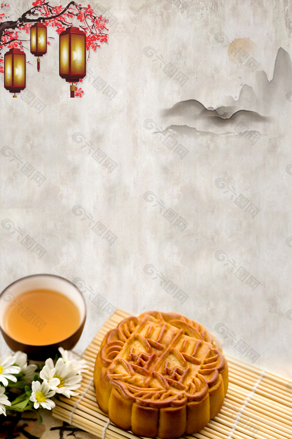 中国风订购月饼海报背景