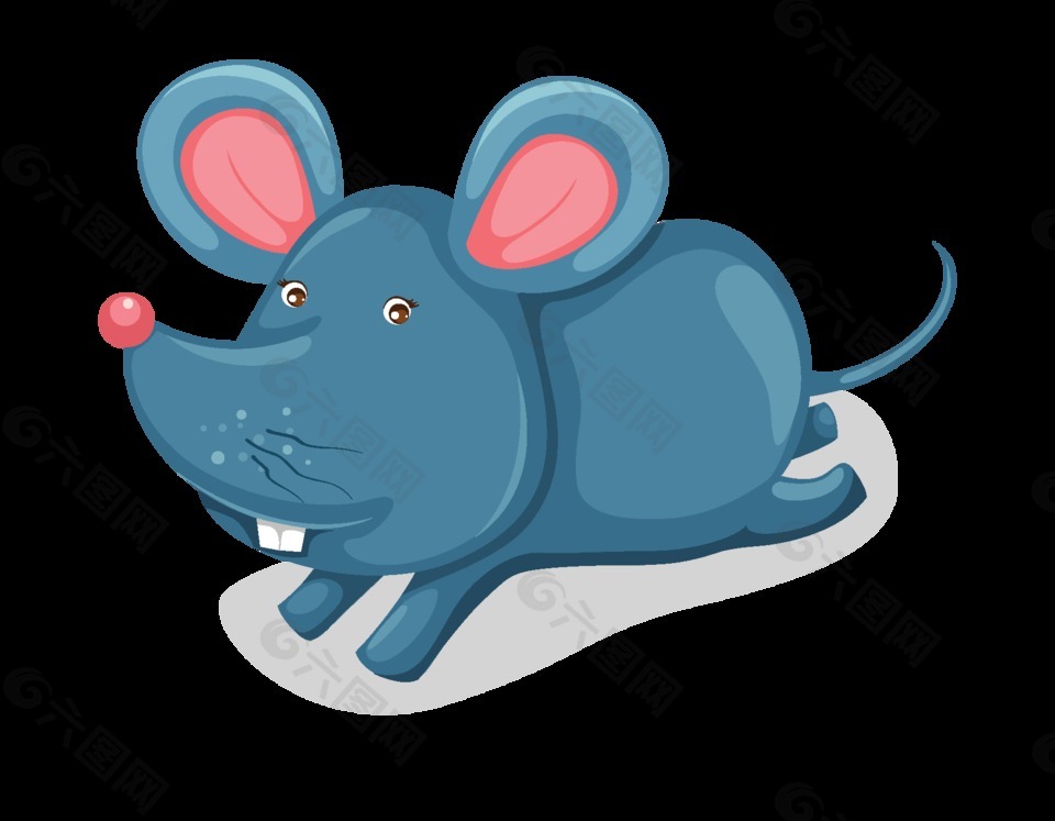 卡通蓝色小老鼠元素