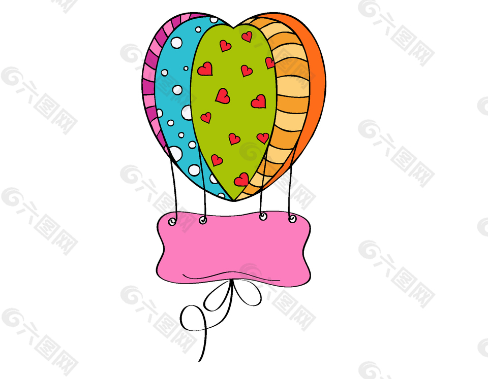 手绘彩色热气球元素