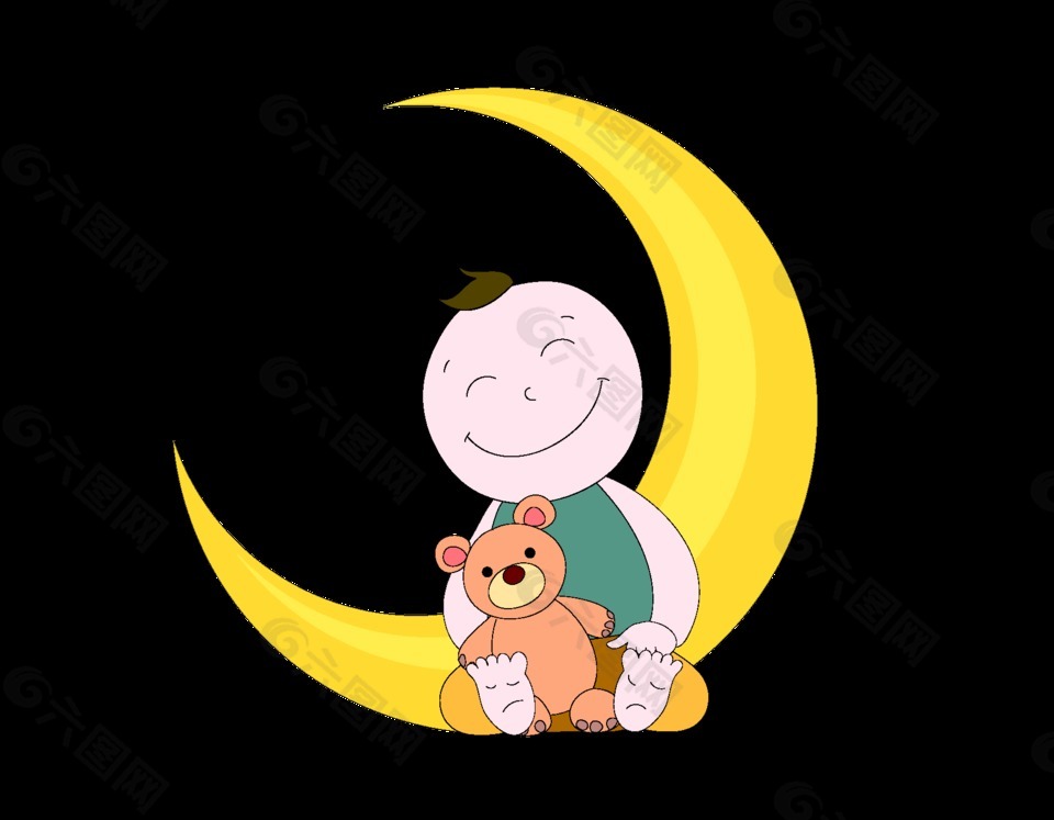 卡通可爱月亮晚安元素