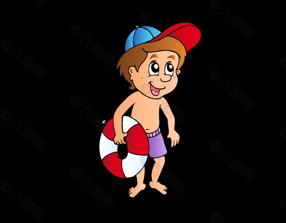 卡通可爱男孩游泳圈元素