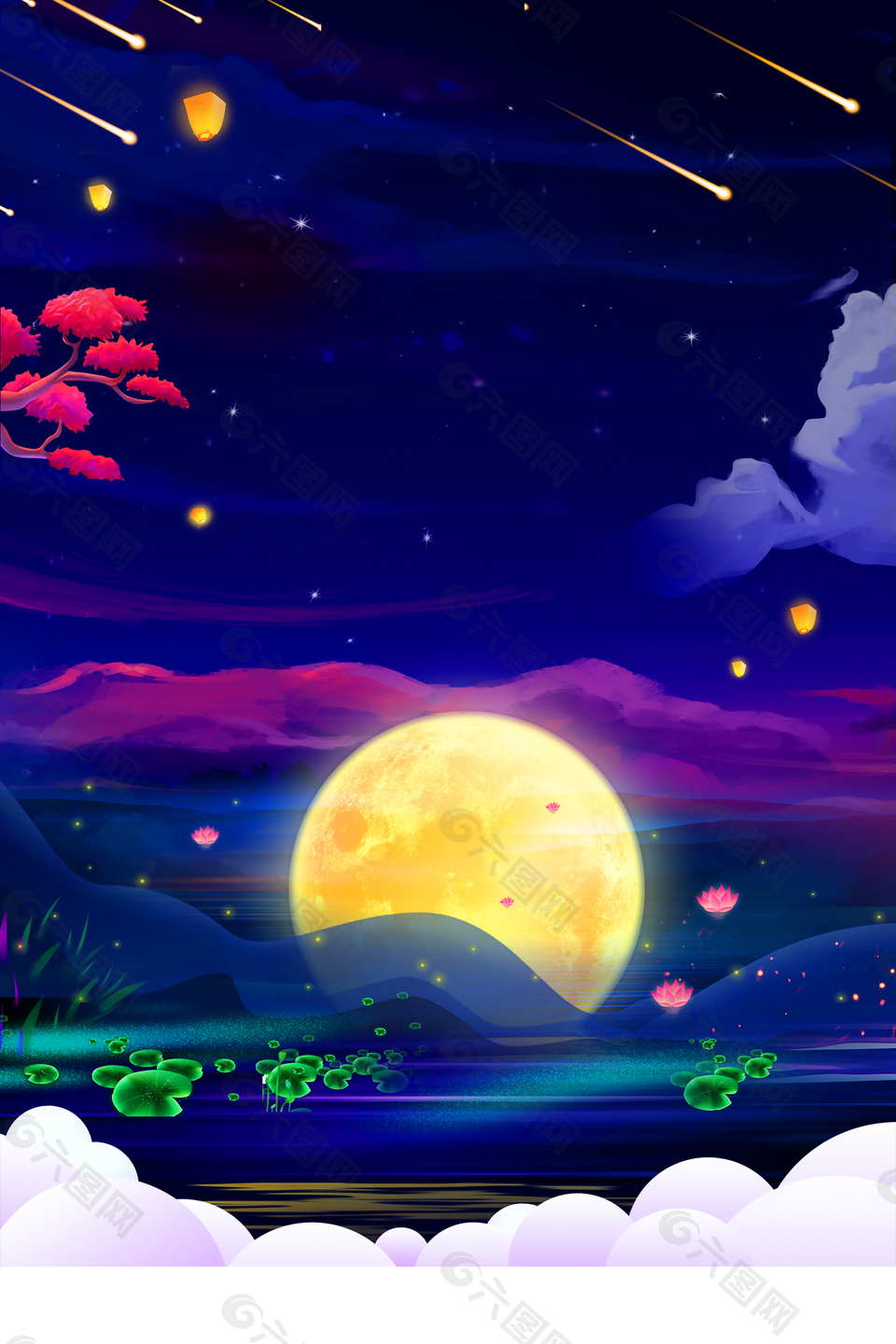 中国风中元节鬼节背景