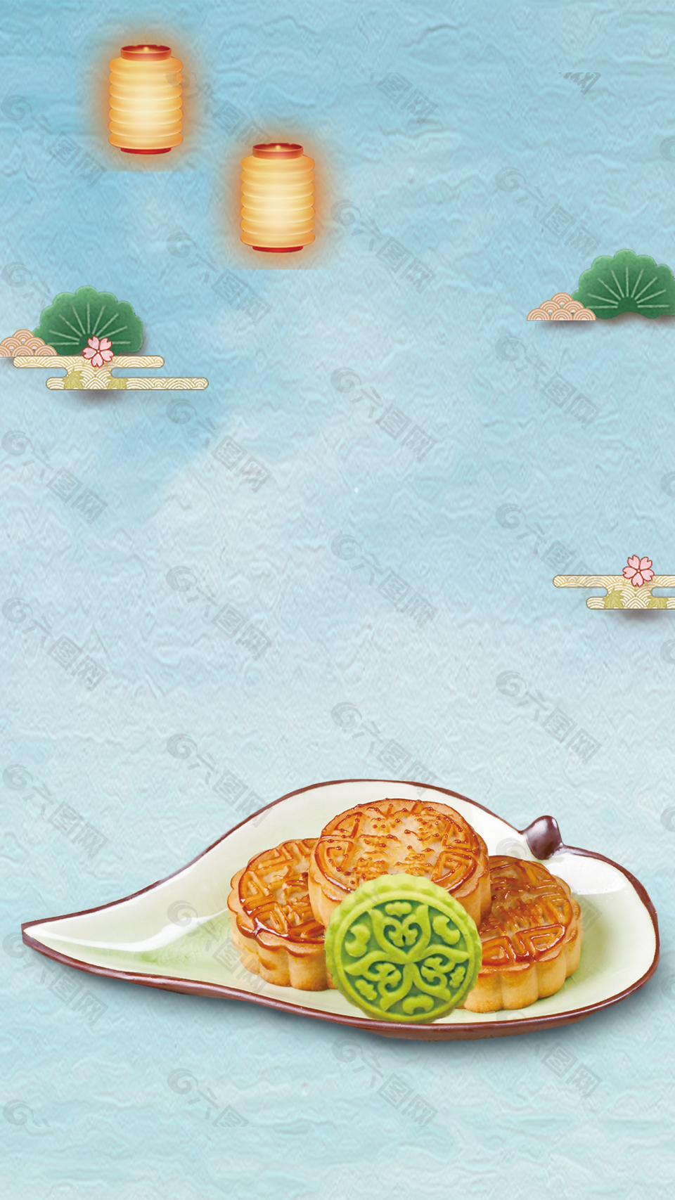 中秋家庭团圆月饼背景