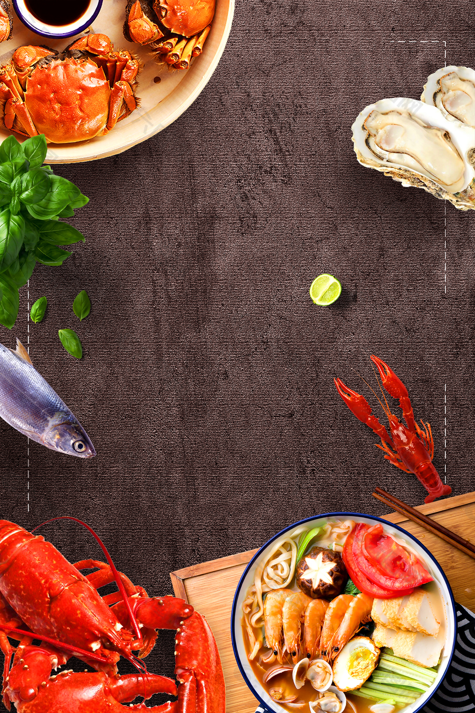 新鲜美味海鲜面食背景