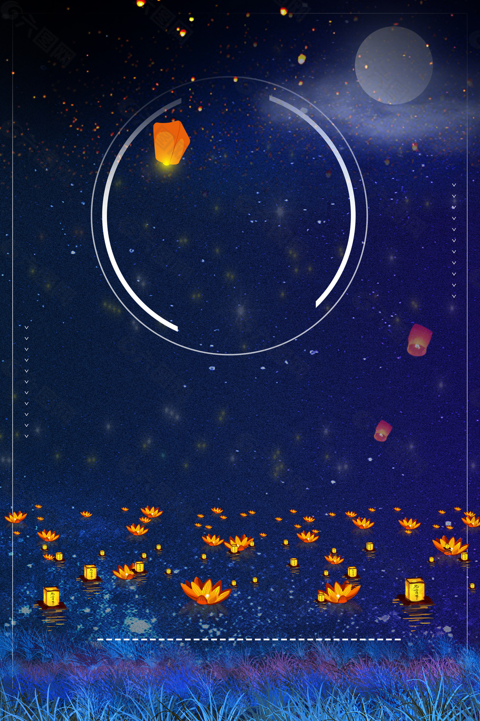 中国风中元节鬼节海报背景