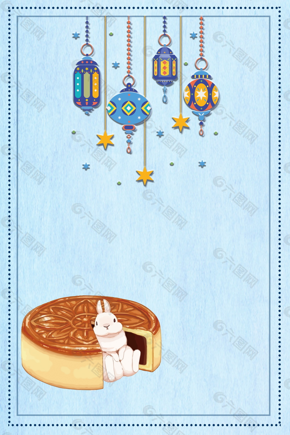 地中海风格挂件月饼边框背景素材