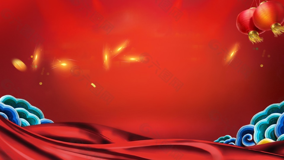 喜庆红色祥云海报背景