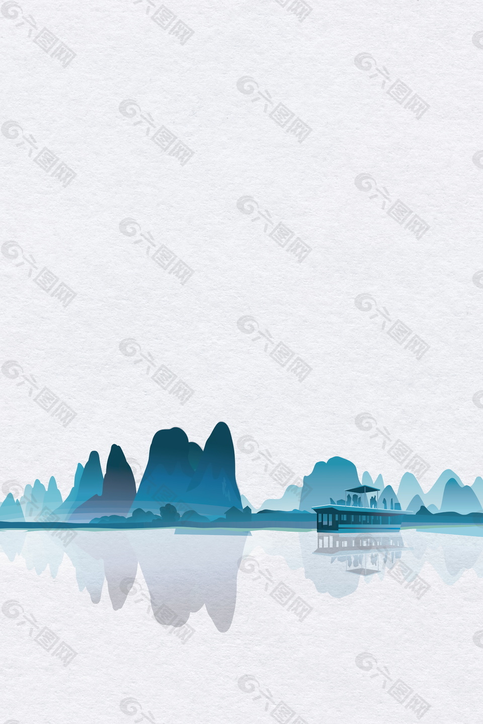 简约白露节气桂林山水风景背景素材