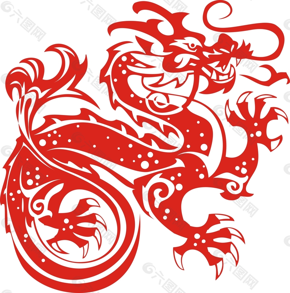 红色传统中国龙龙纹素材