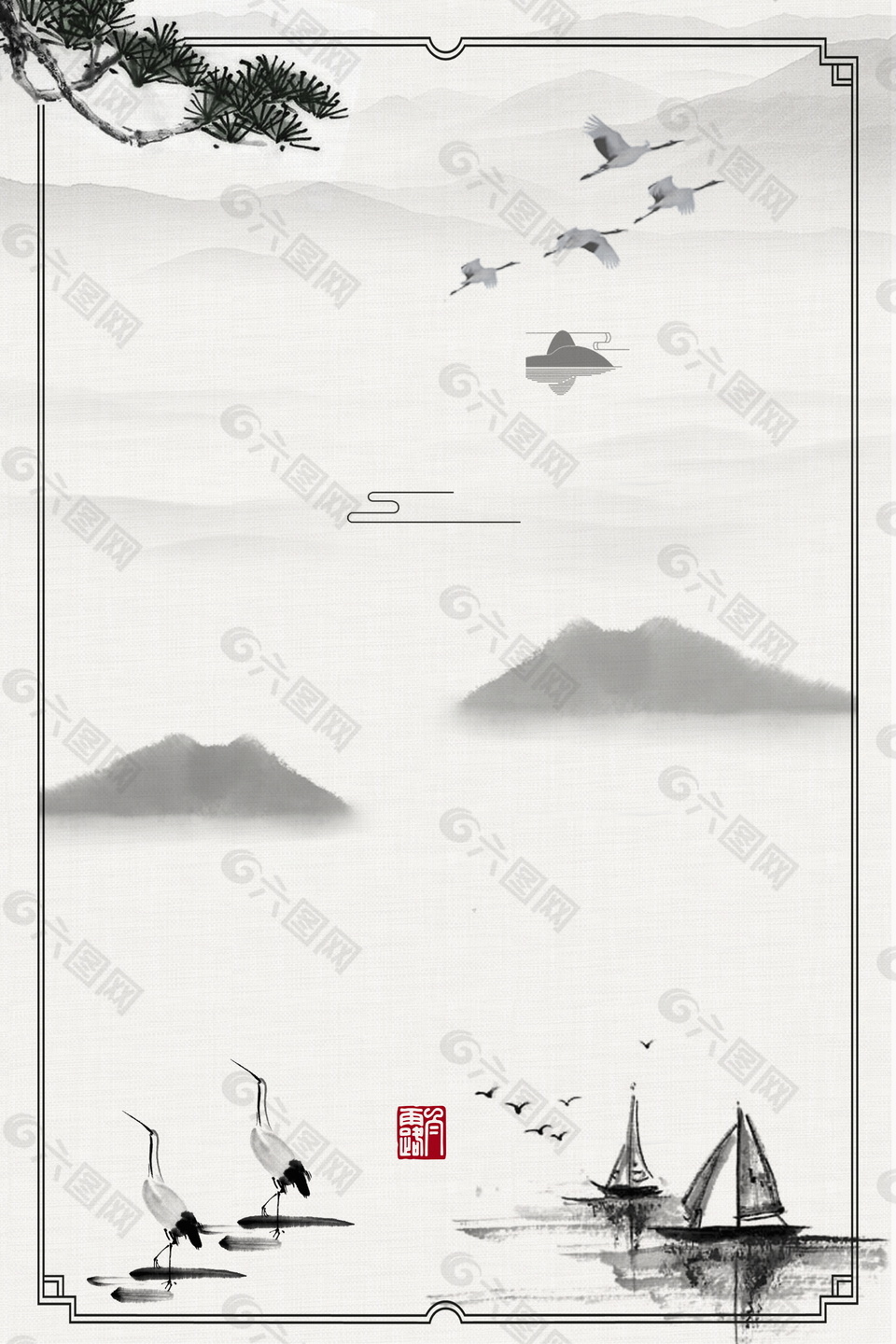 中国风传统白露节气海报背景素材
