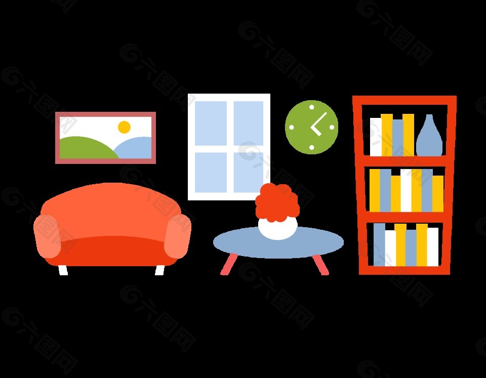 手绘客厅温馨家居元素